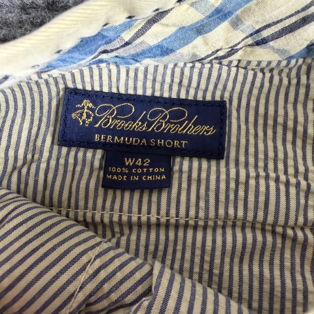 Brooks Brothers Mens Bermuda Shorts 42 Tan Khaki Cotton Twill Flat Front Chino - Picture 4 of 12